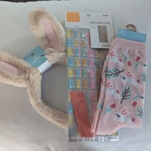 Easter Bunny Headband and Socks Set with Bunny Gift Bags